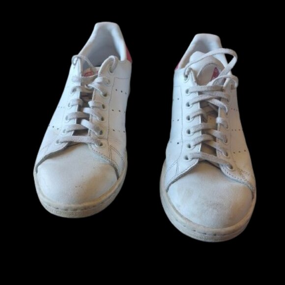 ADIDAS STAN SMITH White and Pink Sneakers Size 8 - Picture 3 of 10